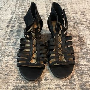 Black Wedge Sandals